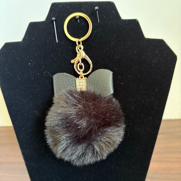 Accessories - Keychain Bow Rhinestone Pom Pom Fluffy Faux Fur Women Bags Craft Charm New